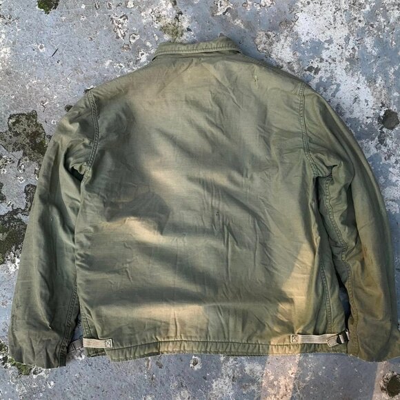Boxy Vintage Fit Olive A-2 Deck Jacket - Picture 2 of 5